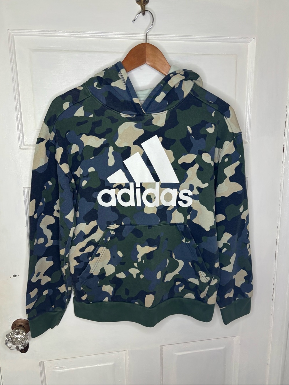 Adidas Green and Blue Camo Hoodie